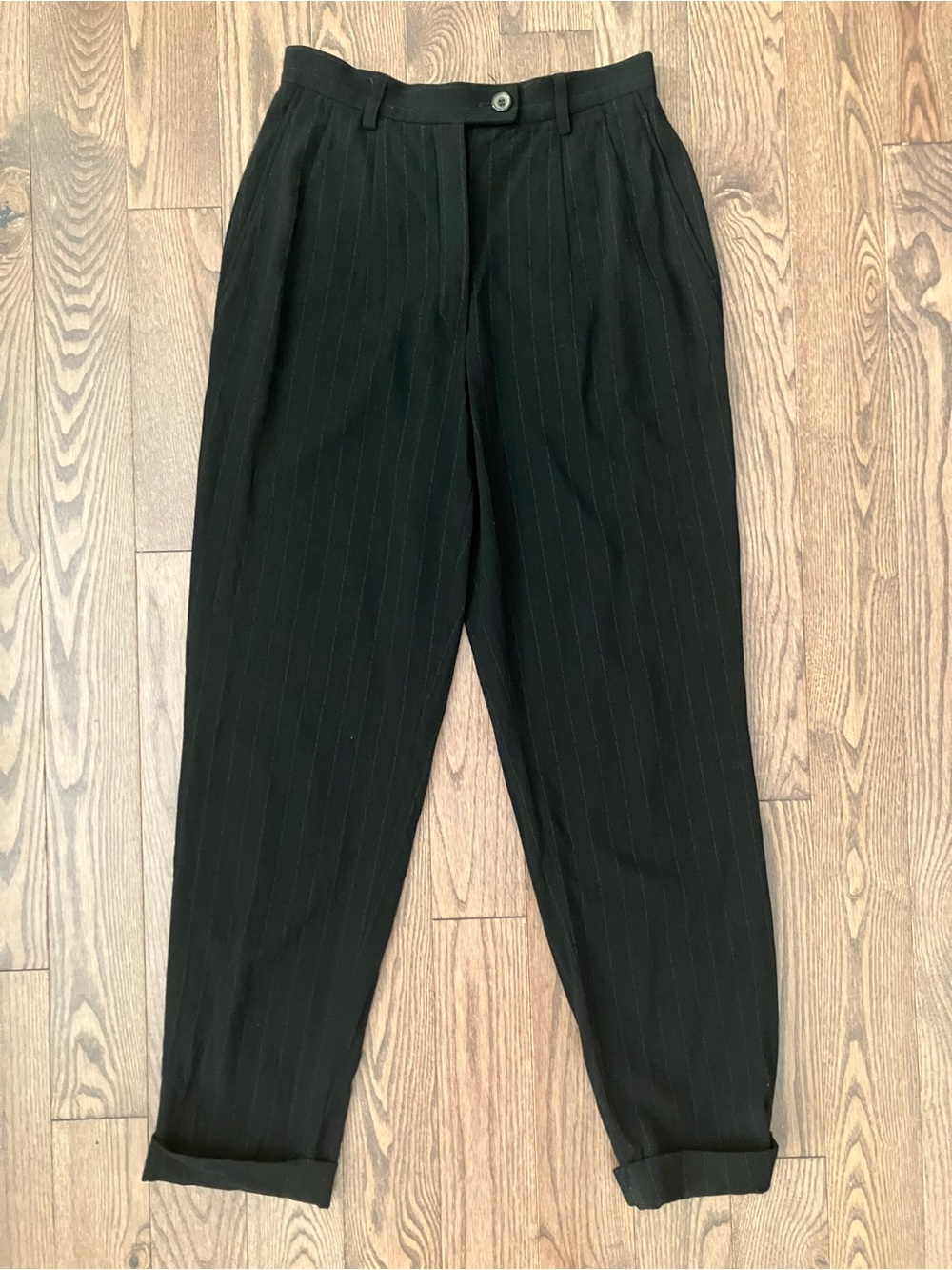 Jil Sander Black Pinstripe Pleated Trousers